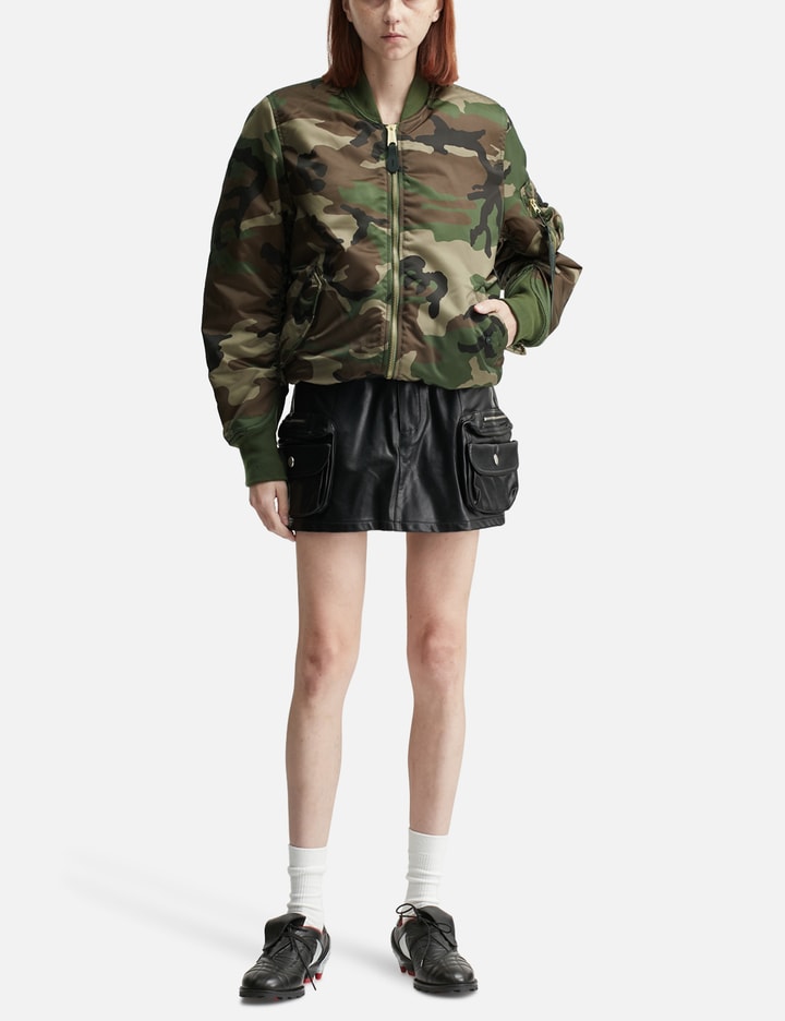 Alpha Industries Ma-1 Base Flight Bomber Jacket Camo In Green