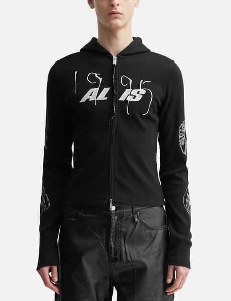 Nortey Rib Jersey Hoodie With Zipper And Embroidery view 13