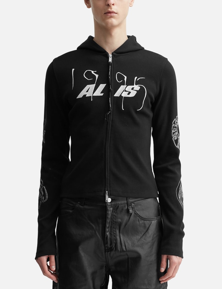 ALIS Nortey Rib Jersey Hoodie With Zipper And Embroidery
