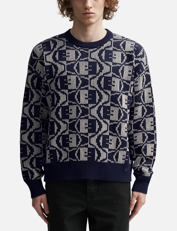 Shop Acne Studios Jaquard Crewneck Sweater In Blue