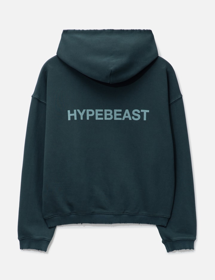 Hypebeast Garment Dyed Logo Zip-up Hoodie In Blue
