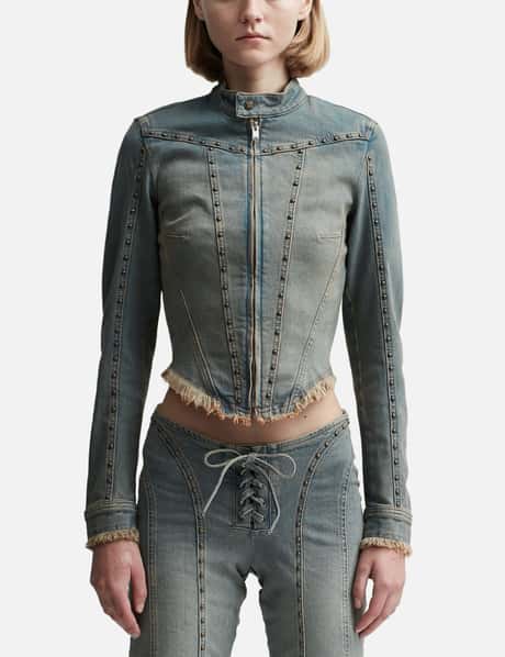 Misbhv Sunset Wash Denim Jacket With Studs BLUE HBX