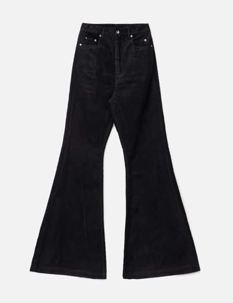 Rick Owens Drkshdw BOLAN BOOTCUT IN BLACK FOIL CORDUROY