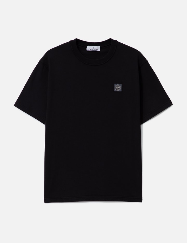 Stone Island Organic Cotton Jersey 'fissato' Effect Short Sleeve T-shirt In Black