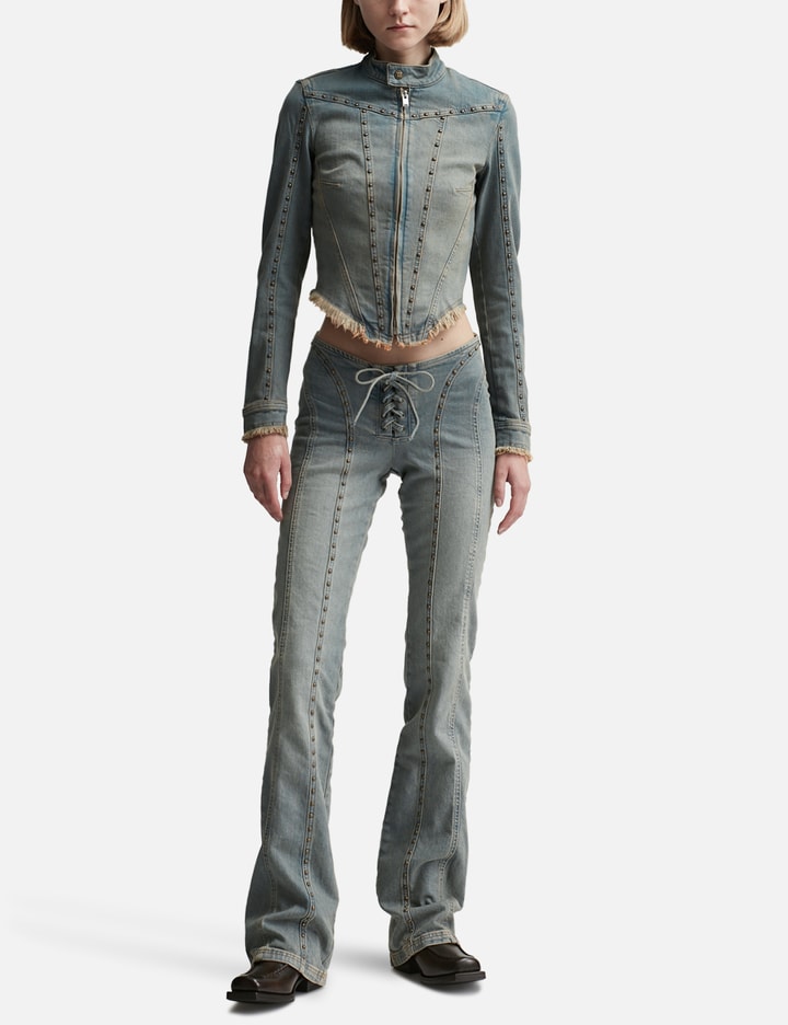 Sunset Wash Lara Laced Denim Studded Trousers Placeholder Image