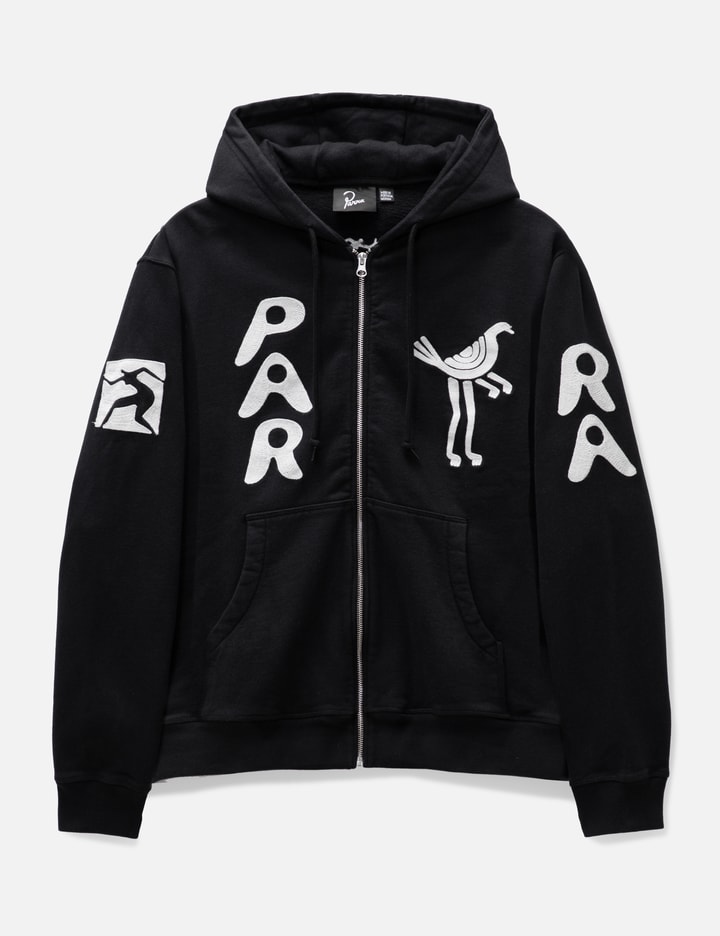 By Parra Zipped Pigeon Hooded Sweatshirt In Black