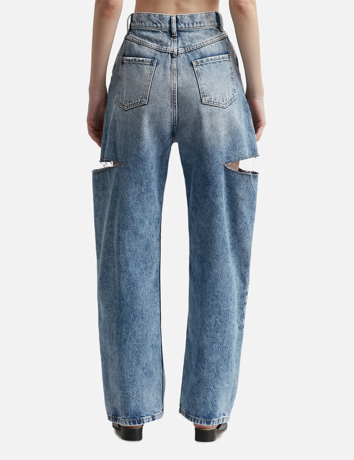 Shop Maison Margiela Denim Jeans With Slash Details In Blue