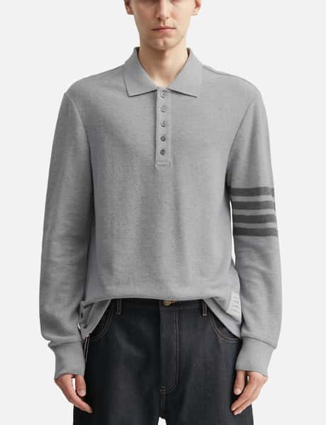 Textured Pique 4-Bar Long Sleeve Polo view 10