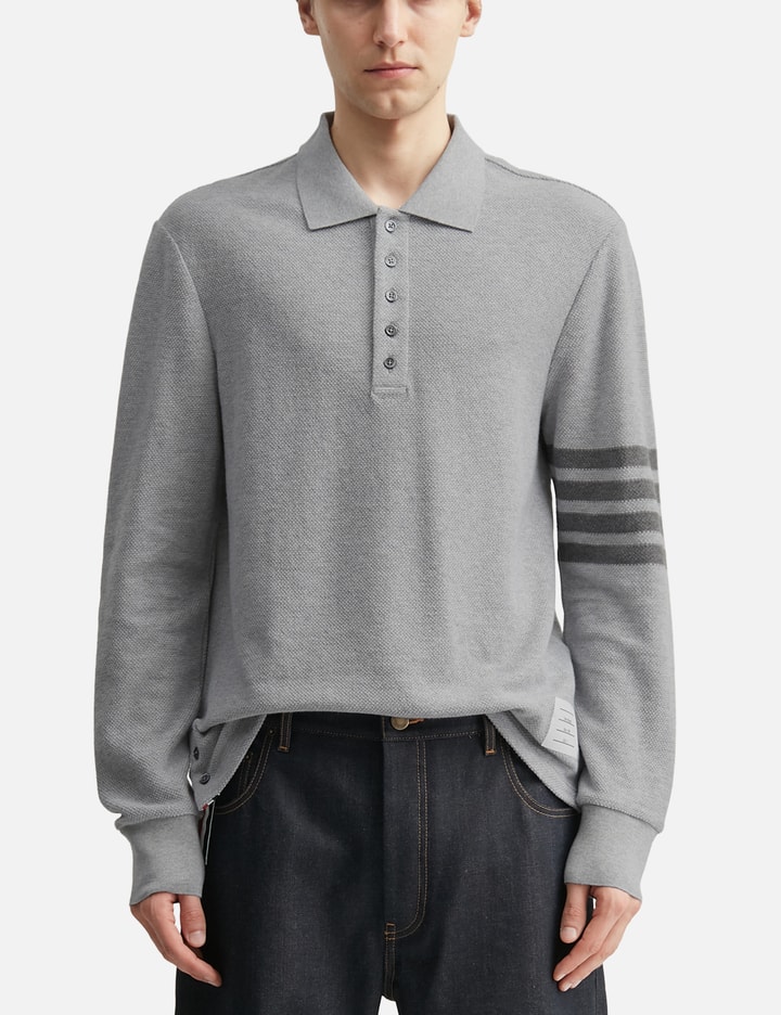 톰브라운 Textured Pique 4-Bar Long Sleeve Polo