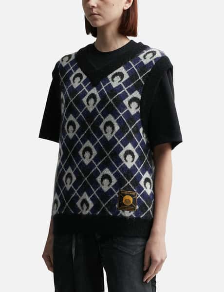 Moon Argyle Knit Vest view 7