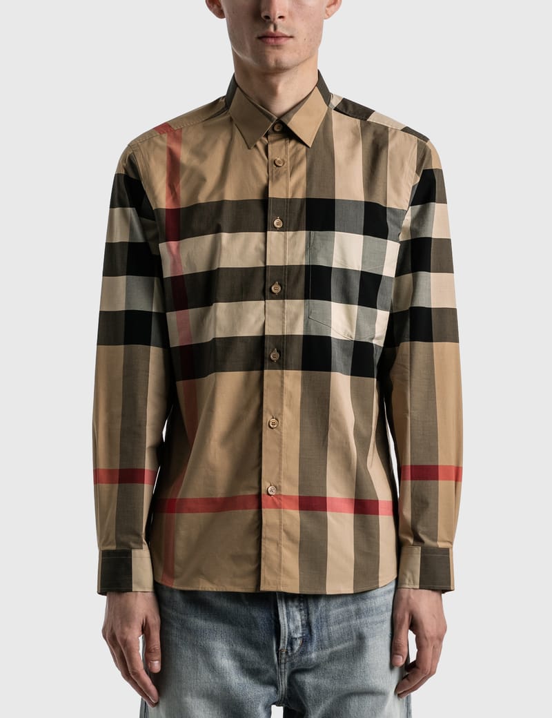 burberry check stretch cotton shirt