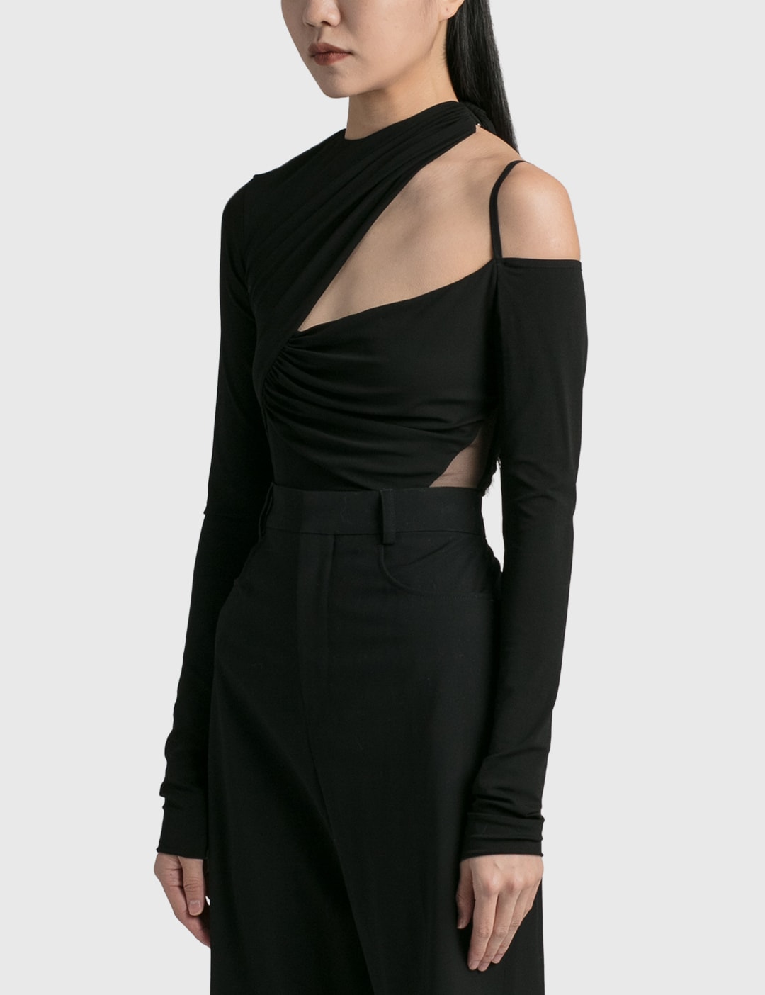 Gathered Asymmetric Long Sleeve Bodysuit view 14