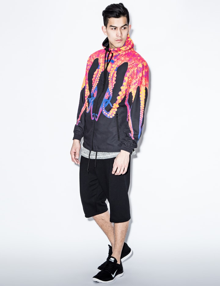Black Mono Printed Windbreaker Jacket Placeholder Image
