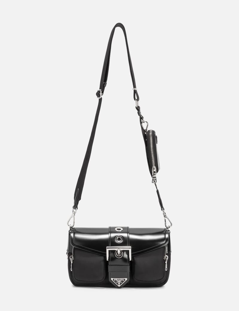 プラダ ショルダーバッグ レザー×ナイロン 黒 バックル留 Prada - Re 