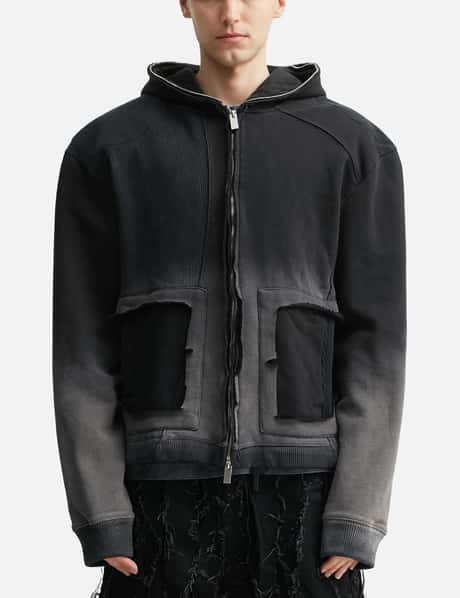 Panelled Padded Zipped Grey Hoodie view 10