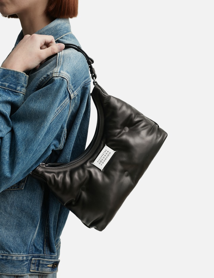 Maison Margiela Black Nappa Leather Small Glam Slam Hobo Shoulder Bag In Black