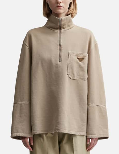 Prada Turtleneck Cotton Fleece Blouson Jacket