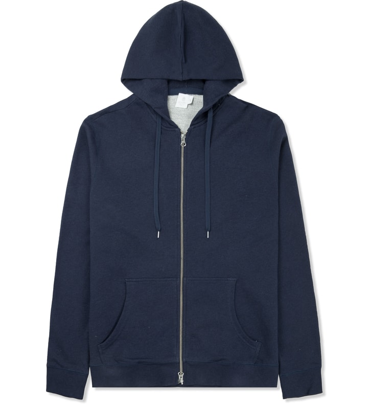 SUNSPEL Navy Melange Zip Front Hoodie
