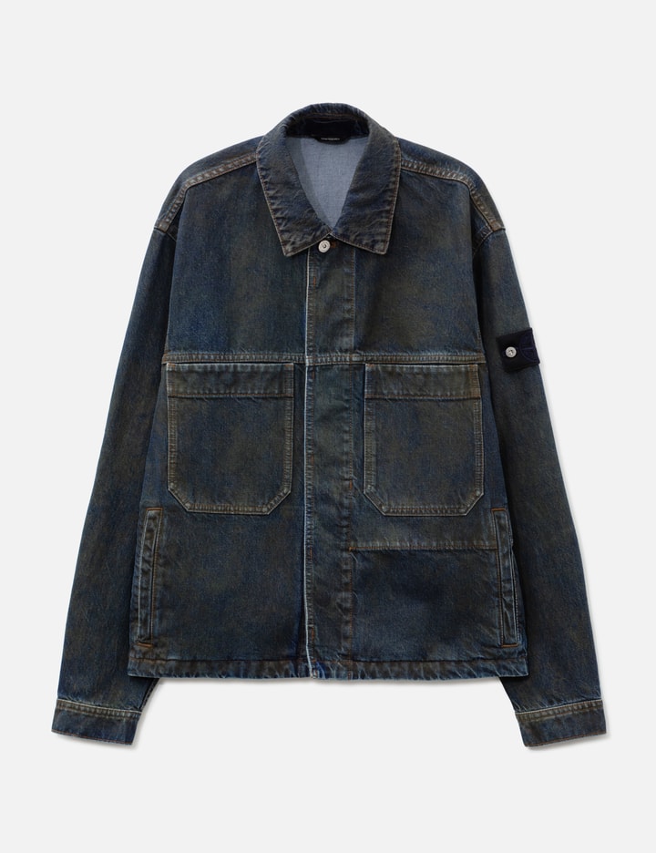 Stone Island Laser Pigment Indigo Denim Biker Jacket