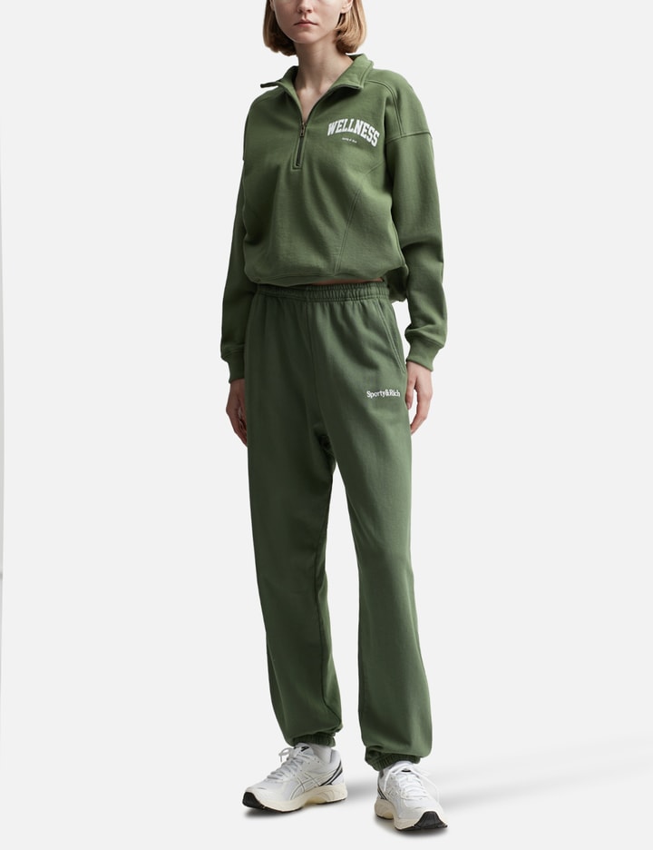 Shop Sporty &amp; Rich Serif Logo Embroidered Sweatpants In Green
