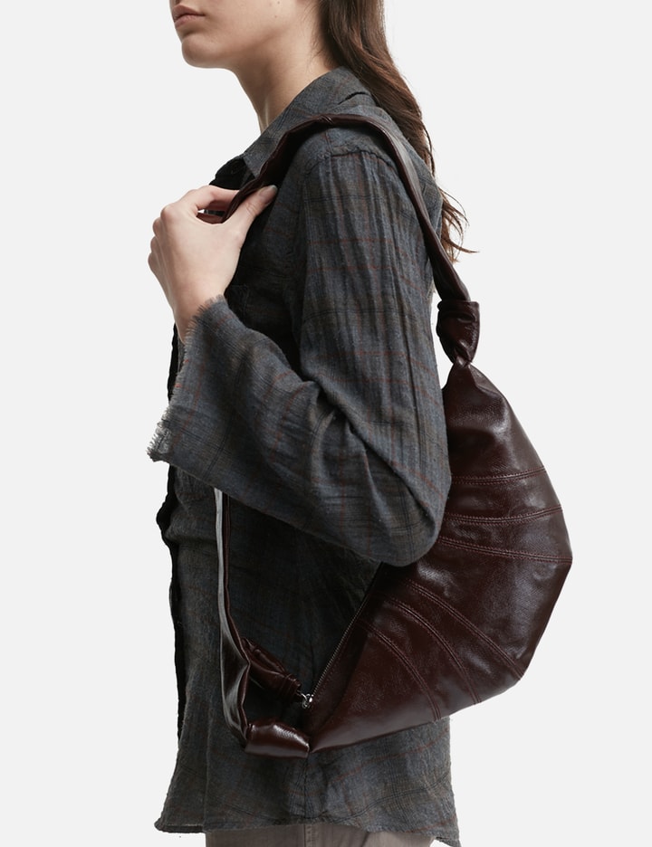 Lemaire Small Croissant Bag In Brown Coated Cotton Women In Brown