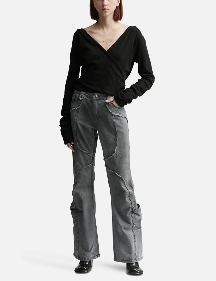 SHIRRING CUT-OFF BOOTS CUT PANTS Placeholder Image