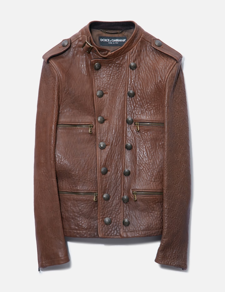 Dolce & Gabbana Buttoned Leather Blazer Placeholder Image