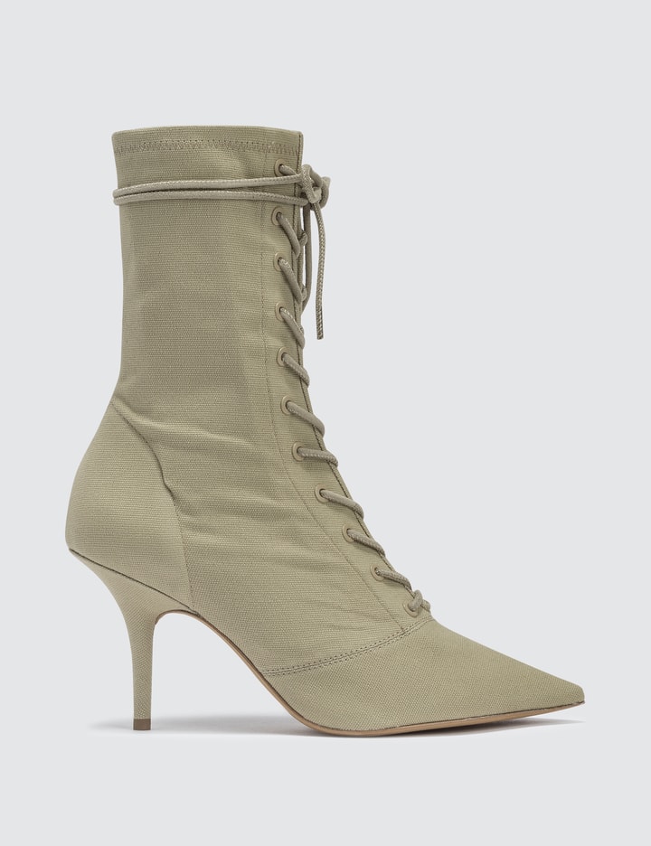 Women's Lace Up Ankle Boot In Stretch Canvas 90mm Heel Placeholder Image