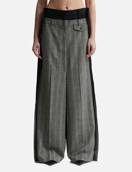 PUSHBUTTON Check Side Folded Wide Pants