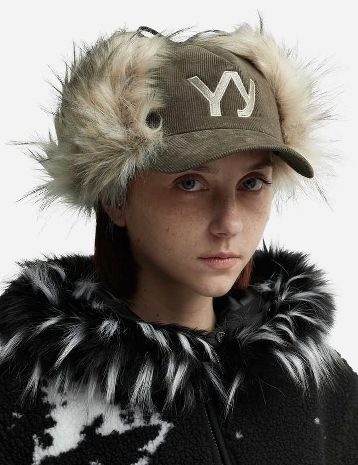 Faux Fur Corduroy Earflap Cap Placeholder Image
