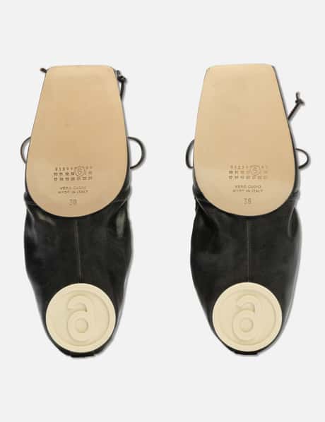 Square-Toe Leather Ballerina Shoes view 14