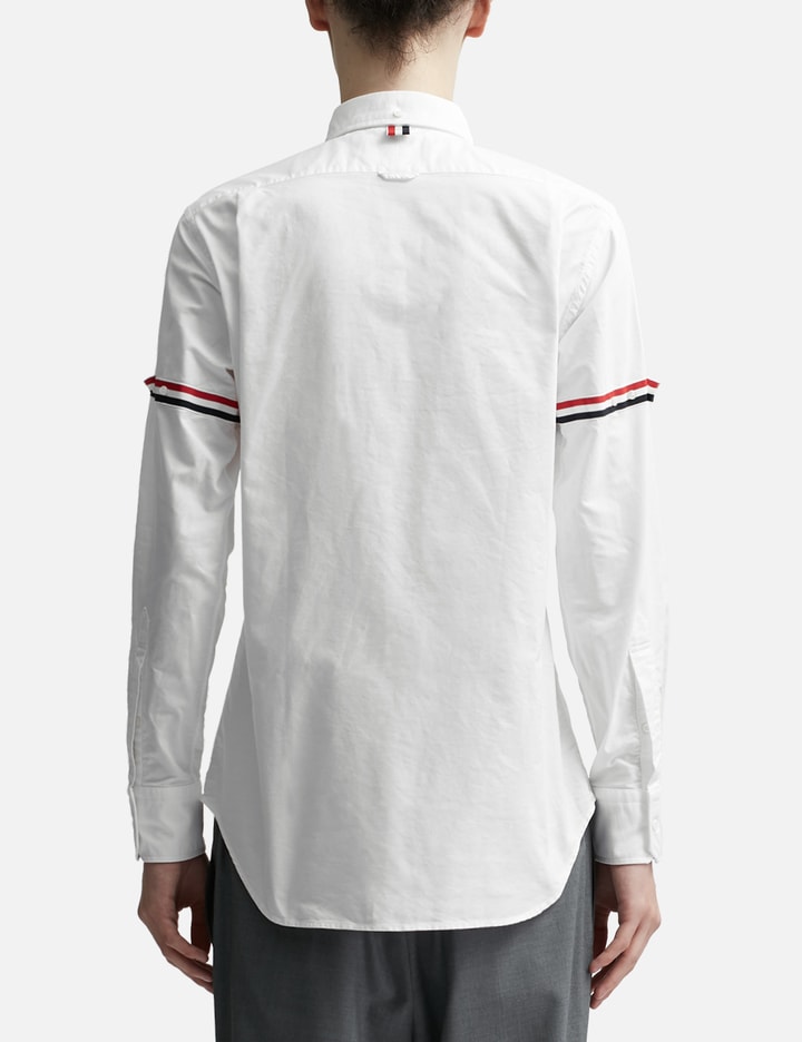 Shop Thom Browne White Oxford Striped Grosgrain Armband Classic Shirt