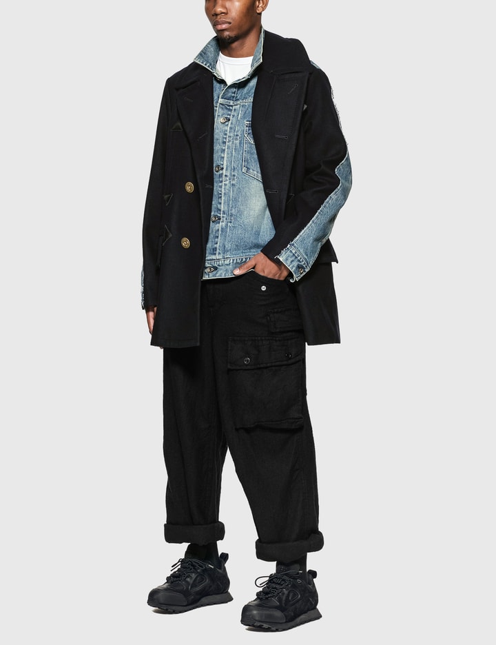 Sacai Wool Melton X Denim Coat