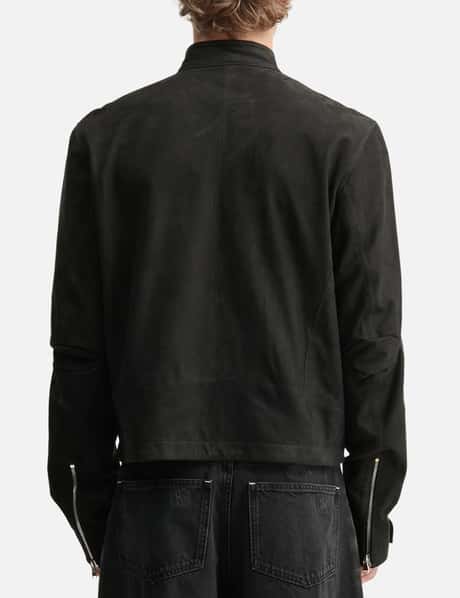Aged Racer Suede Leather Jacket view 11