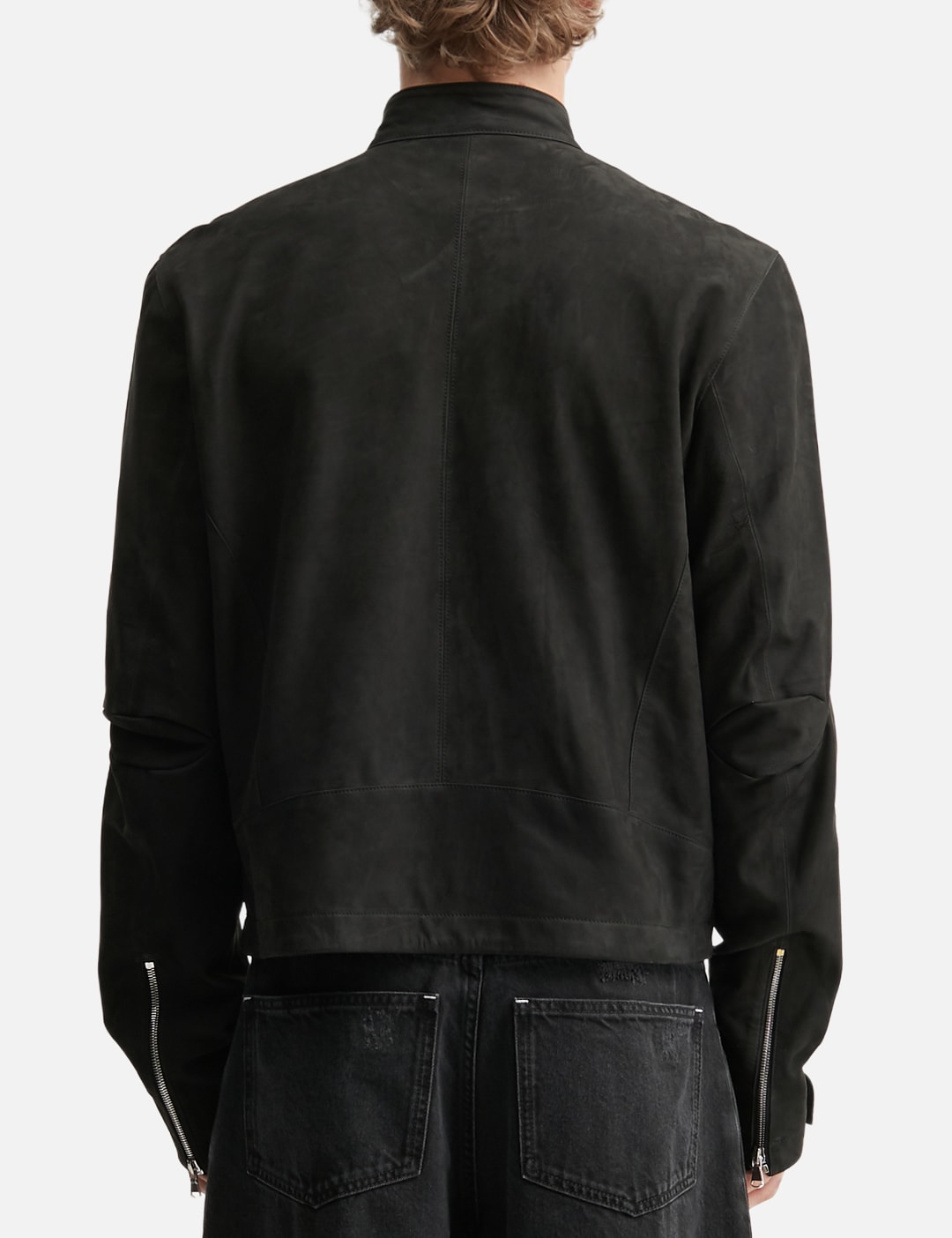 Aged Racer Suede Leather Jacket view 16