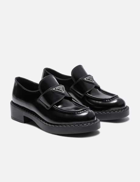 PRADA Chocolate Brushed Leather Loafers