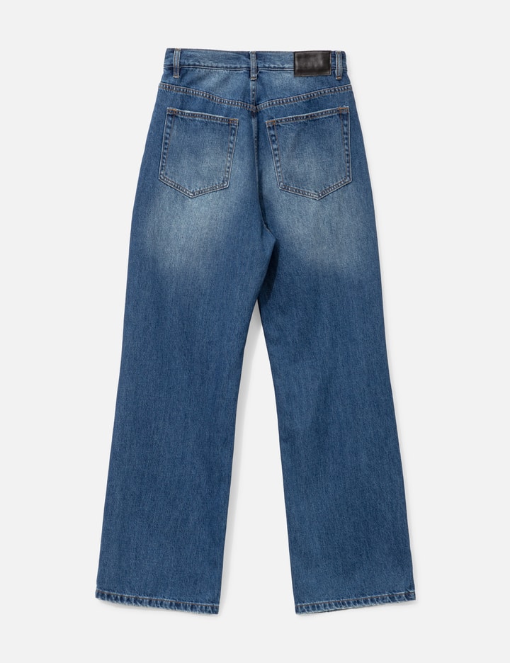 Indigo Washed Destroyed Break Cut Flared Jeans Placeholder Image