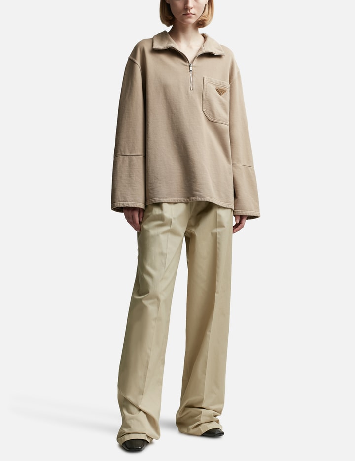 Shop Prada Turtleneck Cotton Fleece Blouson Jacket In Beige