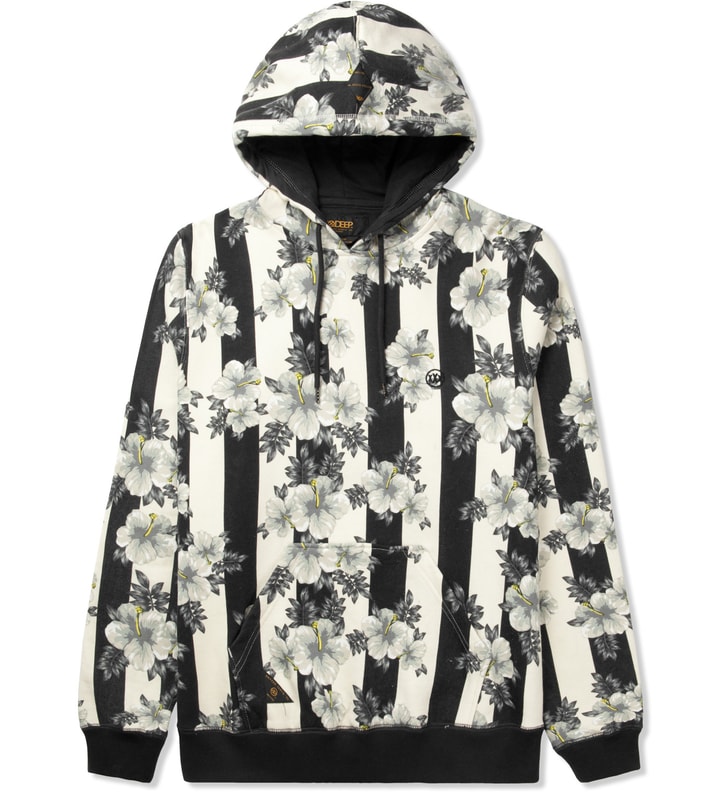 10.Deep Hibis Stripe Hibiscus Hoodie