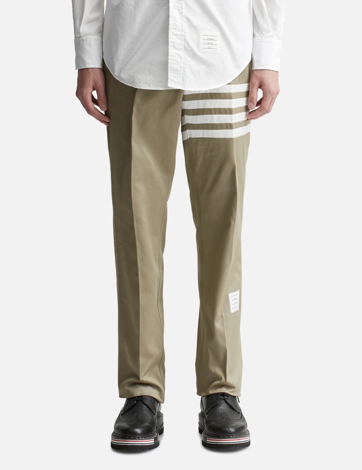 Thom Browne Cotton Twill Knit Seamed 4-bar Unconstructed Chino Trousers In Beige