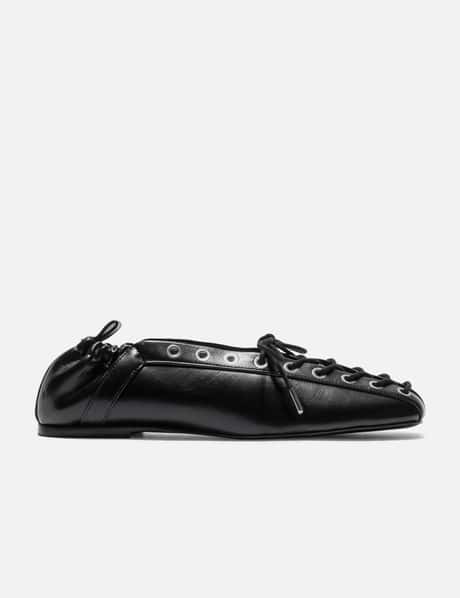 Ganni Oleatex Lace-Up Ballerinas