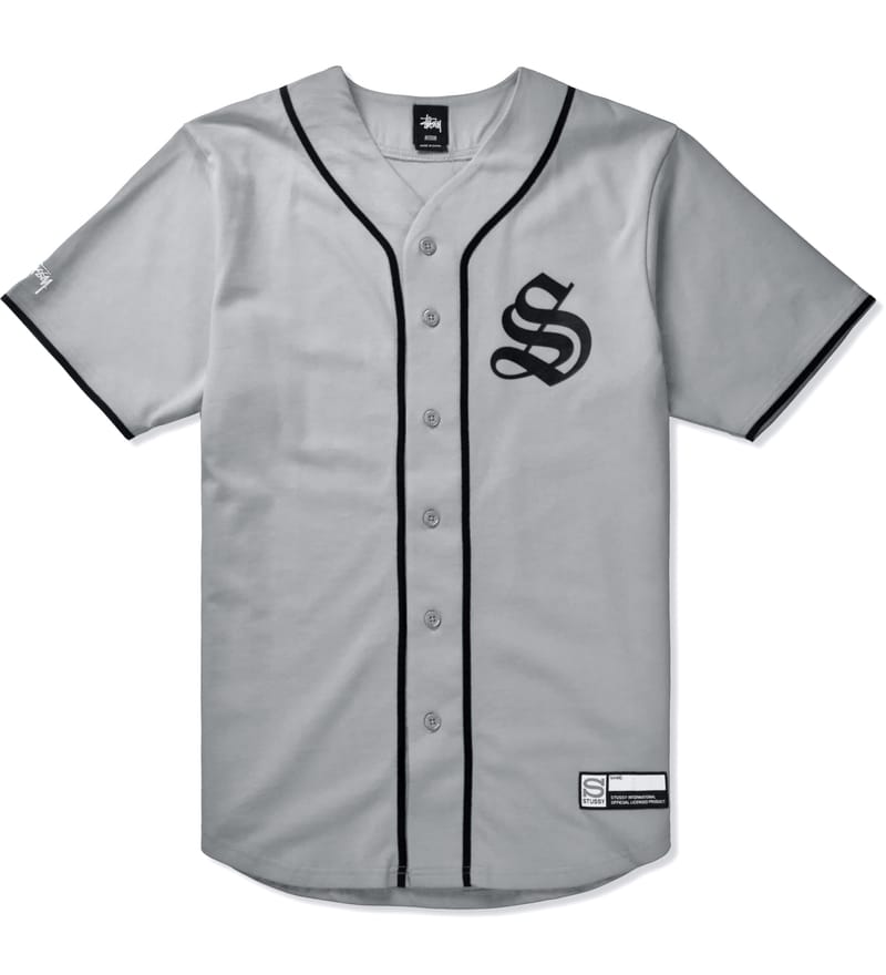 Stussy - Grey S Baseball Jersey Shirt 