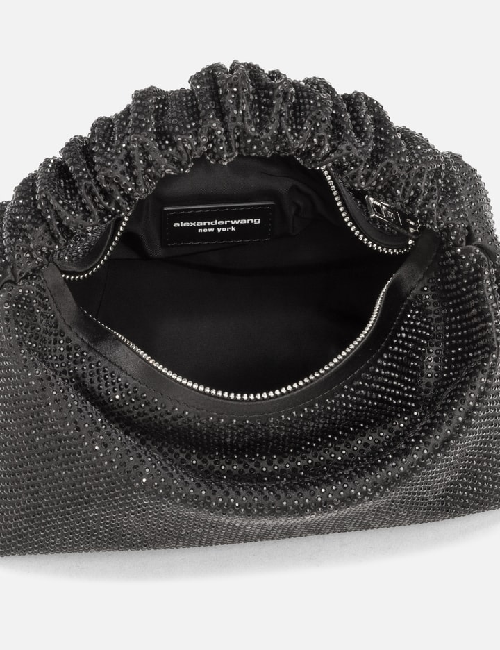 Shop Alexander Wang Satin Scrunchie Mini Bag With Clear Beads In Black
