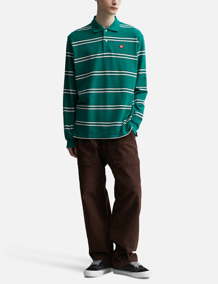 Shop Human Made Long Sleeve Polo Shirt In Green