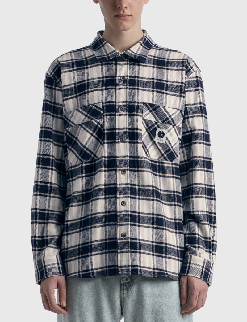 POLAR SKATE CO. ポーラー FLANNEL MIKE L/S SHIRT BROWN/MAUVE M 長袖シャツ