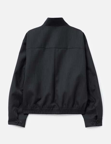 Striped Wool Blend Harrington Jacket view 8