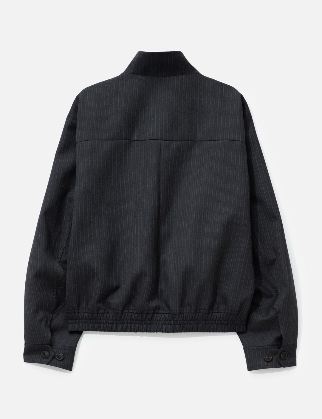 Striped Wool Blend Harrington Jacket view 9