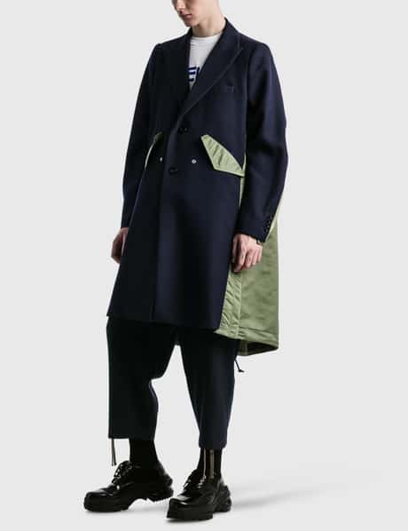 Sacai - ナイロン ツイル × ウール コート | HBX - ハイプビースト 