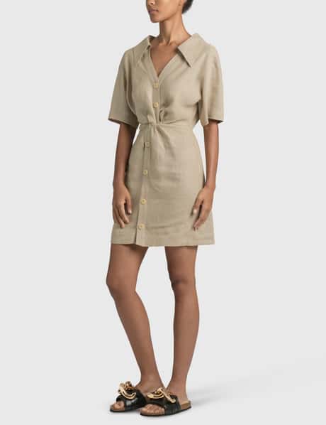 knee length dresses for ladies Damala - Tech Linen Shirt Dress