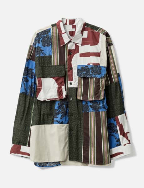 Dries Van Noten Fully Patched Oversized Military Shirt With 3D Patch Pockets